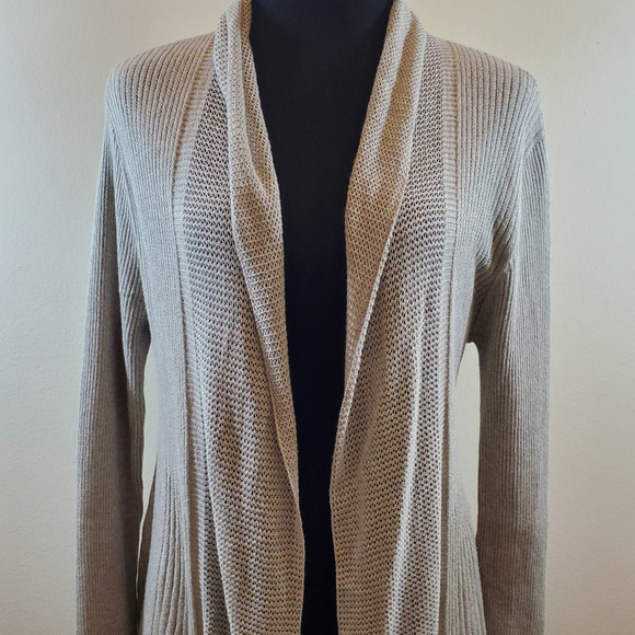 Max Studio Long Gray Open Cardigan - Picture 2 of 7